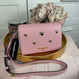 NWT Karl Lagerfeld Paris Pink Gold Heart Crossbody💕